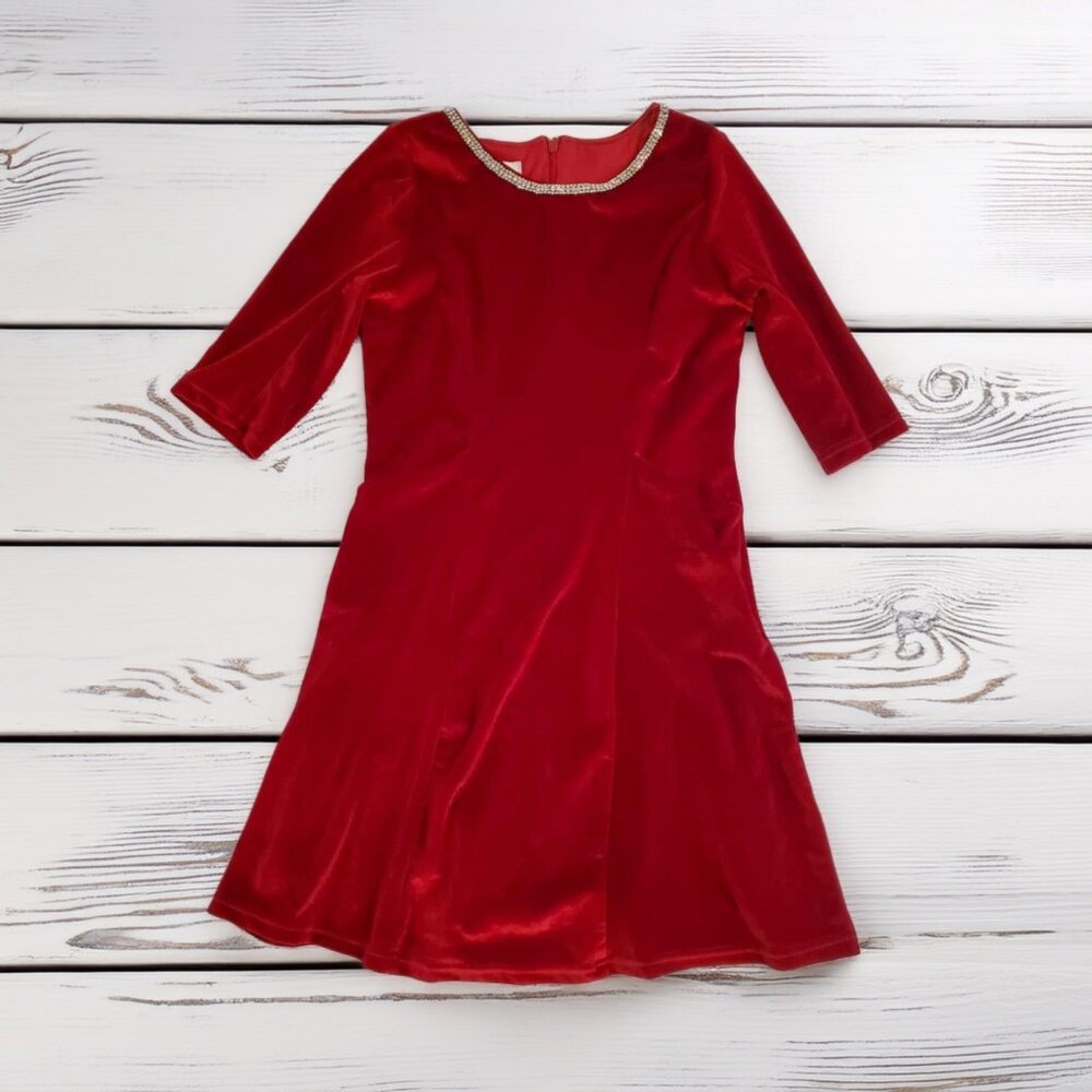 Chasing Fireflies Red Velvet Dress Size 8